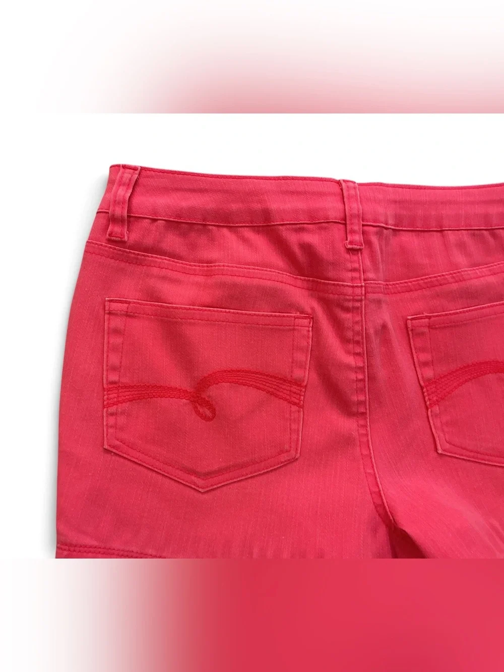Justice Girls Pink Twill Denim Shorts Size 14.5 Plus Stretch Mid Rise NWT